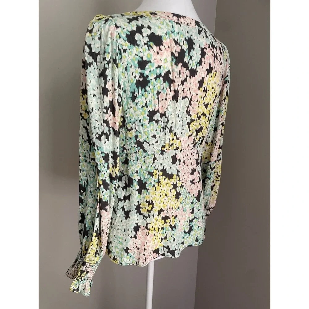 Loft Women S Top Garden‎ Floral Long Puff Sleeve Pesant Empire Cottage Blouse